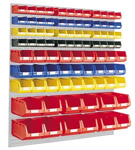 Bott Louvred Panels | Wall Mounted Louver Container Storage 3 x 457mm W x 1486mm H Bott Louvre Panels with 87 bins